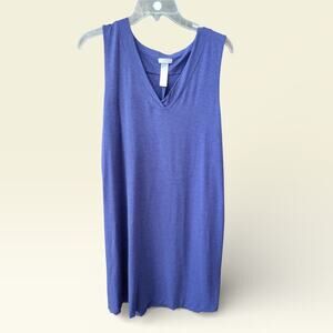 Hanro Sleeveless Blue V-Neck Tank Super Soft Nightgown Medium $154 Stretch